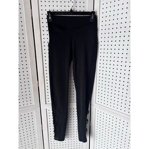 Pop Fit Side Mesh Criss Cross Black Leggings Women's Small Athletic Yoga